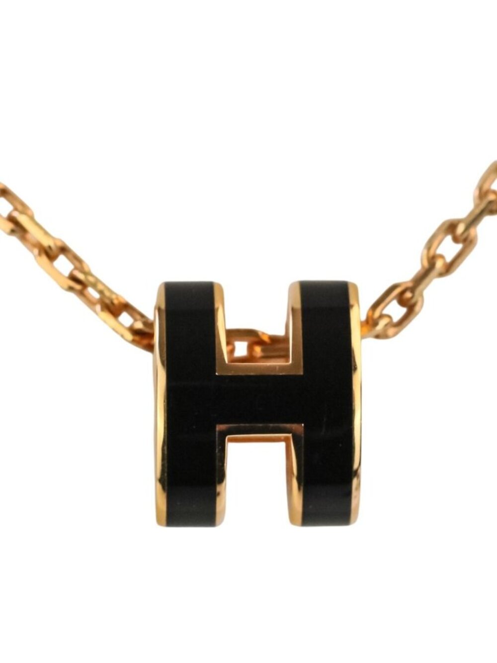 Hermes Mini Pop H Pendant Noir Gold Colored